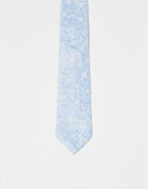 【送料無料】 エイソス メンズ ネクタイ アクセサリー ASOS DESIGN slim tie in light blue with floral print BLUE