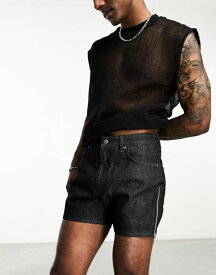 【送料無料】 エイソス メンズ ハーフパンツ・ショーツ ボトムス ASOS DESIGN shorter length shorts with side zip detailing in washed black Washed Black