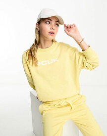 【送料無料】 フレンチコネクション レディース パーカー・スウェット アウター FCUK crew neck sweatshirt with white logo in lemon - part of a set Lemon/White