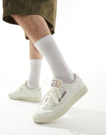 【送料無料】 リーボック レディース スニーカー シューズ Reebok Club C Vintage sneakers in chalk & brown WHITE