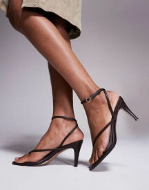 【送料無料】 エイソス レディース サンダル シューズ ASOS DESIGN Harissa toe thong mid heeled sandals in brown Dark chocolate