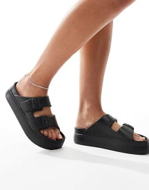 【送料無料】 エイソス レディース サンダル シューズ ASOS DESIGN Freestyle flatform double buckle sandals in black Black