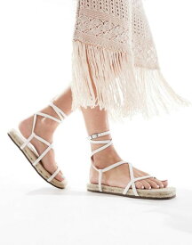 【送料無料】 エイソス レディース サンダル シューズ ASOS DESIGN Jadine strappy espadrille sandals in white WHITE