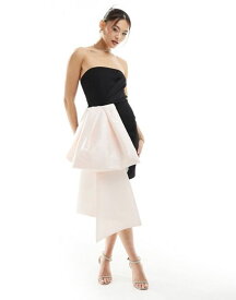 【送料無料】 エイソス レディース ワンピース トップス ASOS DESIGN oversized structured bow mini dress in black and baby pink Black
