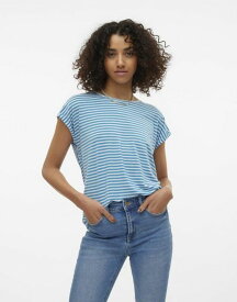 【送料無料】 ヴェロモーダ レディース Tシャツ トップス Vero Moda oversized t-shirt in blue stripe Stipes