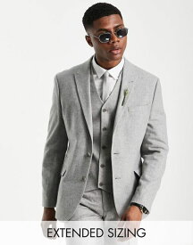 【送料無料】 エイソス メンズ ジャケット・ブルゾン アウター ASOS DESIGN slim wool mix suit jacket in gray flannel Gray