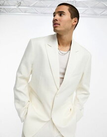 【送料無料】 シックスジュン メンズ ジャケット・ブルゾン アウター Sixth June oversized double breasted suit jacket in white WHITE