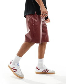 【送料無料】 エイソス メンズ ハーフパンツ・ショーツ ボトムス ASOS DESIGN leather look longer length shorts in red Red