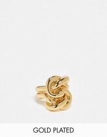 【送料無料】 エイソス レディース リング アクセサリー ASOS DESIGN Limited Edition 14k gold plate ring with brushed knot design in gold tone Gold