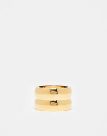 【送料無料】 トップショップ レディース リング アクセサリー Topshop Psalm waterproof stainless steel stacked effect ring in gold tone GOLD