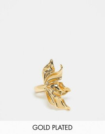 【送料無料】 エイソス レディース リング アクセサリー ASOS DESIGN Curve Limited Edition 14k gold plated ring with petal floral design in gold tone Gold