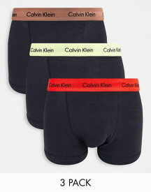 【送料無料】 カルバンクライン メンズ トランクス アンダーウェア Calvin Klein ASOS exclusive 3 pack trunk with contrast waistband in black Black
