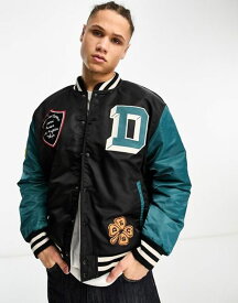 【送料無料】 デウス エクス マキナ メンズ ジャケット・ブルゾン アウター Deus Ex Machina alumni varsity jacket in black exclusive to ASOS Black