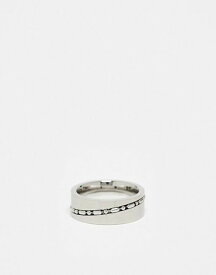 【送料無料】 エイソス メンズ リング アクセサリー ASOS DESIGN waterproof stainless steel band ring with ball chain detail in silver tone SILVER