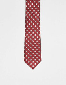【送料無料】 エイソス メンズ ネクタイ アクセサリー ASOS DESIGN tie with playing card print in red RED