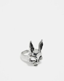 【送料無料】 エイソス メンズ リング アクセサリー ASOS DESIGN waterproof stainless steel ring with rabbit design in silver tone SILVER