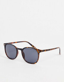 【送料無料】 エイソス メンズ サングラス・アイウェア アクセサリー ASOS DESIGN retro round sunglasses with smoke lens in tortoiseshell BROWN