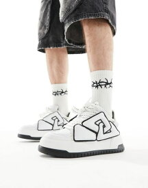 【送料無料】 エイソス メンズ スニーカー シューズ ASOS DESIGN chunky white sneakers WHITE