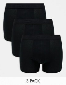 【送料無料】 オンリーアンドサンズ メンズ ボクサーパンツ アンダーウェア ONLY & SONS 3 pack trunks in all black Black WHITE WAIST