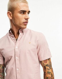 【送料無料】 ファーラー メンズ シャツ トップス Farah Brewer long sleeve shirt in dark pink Pink