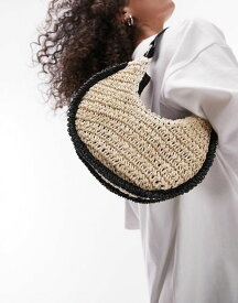 【送料無料】 トップショップ レディース ショルダーバッグ バッグ Topshop Sacha woven scoop shoulder bag with contrast handle in natural NATURAL