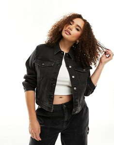 GC\X fB[X AE^[ WPbgEu] fj WPbg ASOS Curve ASOS DESIGN Curve denim western jacket in wash Black ubN