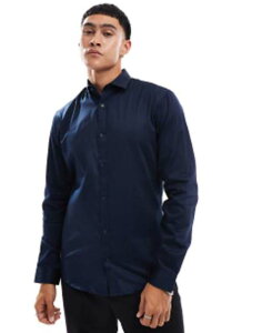 �W���b�N �A���h �W���[���Y �����Y �g�b�v�X �V���c �X�����t�B�b�g Jack & Jones Premium slim fit stretch smart shirt Navy blazer �l�C�r�[