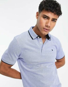 �W���b�N �A���h �W���[���Y �����Y �g�b�v�X �|���V���c �X�����t�B�b�g ���S Jack & Jones Essentials slim fit tipped pique logo polo Bright cobalt �R�o���g