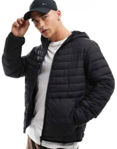WbN Ah W[Y Y AE^[ WPbgEu] WPbg Jack & Jones packable padded jacket with hood Black ubN