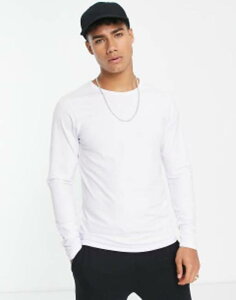 �W���b�N �A���h �W���[���Y �����Y �g�b�v�X T�V���c Jack & Jones Essentials long sleeve t-shirt Opt White �z���C�g