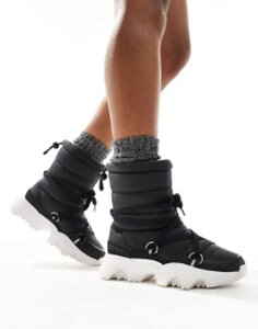 \ fB[X V[Y u[cECu[c t[X Sorel Kinetic Impact NXT WP waterproof fleece lined puffer snow boots and sea salt Black ubN