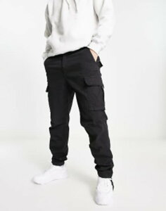 �W���b�N �A���h �W���[���Y �����Y �{�g���X �J�W���A���p���c �J�[�S�p���c �p���c Jack & Jones Intelligence loose fit washed cargo pants Black �u���b�N