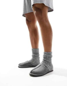 WbN Ah W[Y Y V[Y T_ U[ Castlerock Jack & Jones faux suede slip on slipper in gray