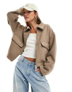 GC\X fB[X AE^[ WPbgEu] WPbg ASOS DESIGN clean formal bomber jacket in oat Oatmeal I[g~[