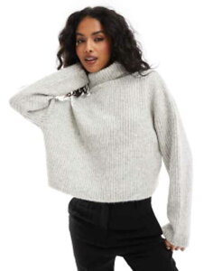 �I�����[ ���f�B�[�X �A�E�^�[ �j�b�g�E�Z�[�^�[ �Z�[�^�[ ONLY roll neck sweater in light gray melange LIGHT GRAY �O���[