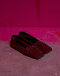 �G�C�\�X ���f�B�[�X �V���[�Y �p���v�X �X�G�[�h ���U�[ ASOS DESIGN Lotus premium leather ballet flats suede Burgundy �o�[�K���f�B