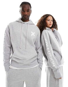�R���[�W���� ���f�B�[�X �A�E�^�[ �p�[�J�[�E�X�E�F�b�g ���S �p�[�J�[ COLLUSION Unisex logo hoodie heather - part of a set Gray �O���[