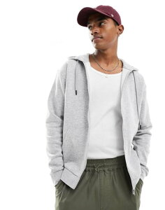 �W���b�N �A���h �W���[���Y �����Y �A�E�^�[ �p�[�J�[�E�X�E�F�b�g �p�[�J�[ Jack & Jones zip up hoodie in light gray heather Light Gray Marl �O���[
