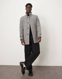 セレクテッドオム メンズ アウター コート スタンドネック Selected Homme Reuben overcoat with funnel neck Light Gray Melange グレー