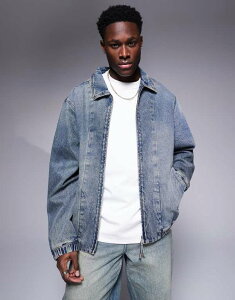 GC\X Y AE^[ WPbgEu] fj WPbg ASOS DESIGN denim bomber jacket in mid wash Mid wash blue u[