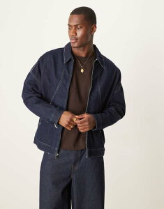GC\X Y {gX fjpc WPbg ASOS DESIGN oversized jacket in dark wash INDIGO CfBS
