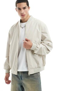 WbN Ah W[Y Y AE^[ WPbgEu] WPbg Jack & Jones oversized bomber jacket in cream Moonbeam N[