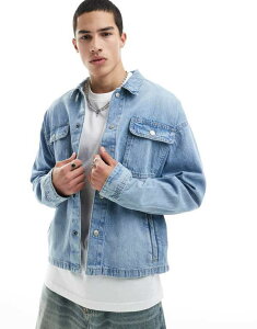 WbN Ah W[Y Y AE^[ WPbgEu] fj WPbg Jack & Jones boxy denim jacket in light blue denim Light Blue Denim fj