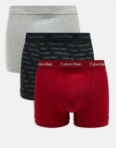 JoNC Y A_[EFA gNX vg Rbg S Calvin Klein Cotton Stretch 3 pack briefs/red/logo print Multi }`J[
