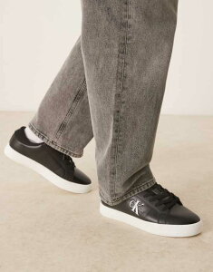 JoNC Y V[Y Xj[J[ U[ Calvin Klein Jeans classic cupsole leather sneakers and Black/bright white zCg