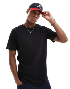 �W���b�N �A���h �W���[���Y �����Y �g�b�v�X T�V���c Jack & Jones Essentials longline T-shirt with curve hem Black �u���b�N