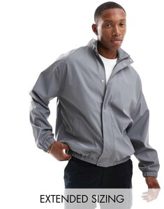 GC\X Y AE^[ WPbgEu] WPbg ASOS DESIGN oversized rubberized track jacket in charcoal CHARCOAL `R[