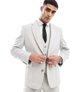 GC\X Y AE^[ WPbgEu] E[ WPbg ASOS DESIGN slim suit jacket with wool in ice gray herringbone Ice gray O[