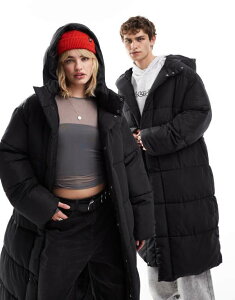 �R���[�W���� ���f�B�[�X �A�E�^�[ �W���P�b�g�E�u���]�� �}�L�V �W���P�b�g COLLUSION Unisex maxi puffer jacket with hood black �u���b�N