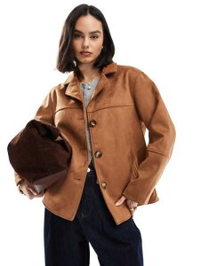 GC\X fB[X AE^[ WPbgEu] XG[h WPbg ASOS DESIGN suedette button front jacket in tan Tan ^